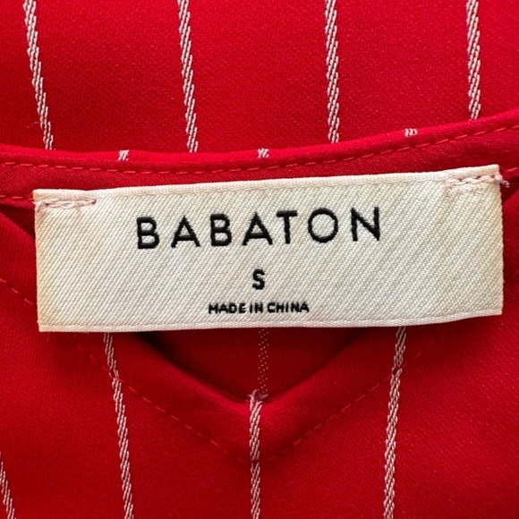 Babaton Aritzia Women's S Red Pinstriped V-Neck Sleeveless Tank Top Blouse Y2K - Picture 3 of 13